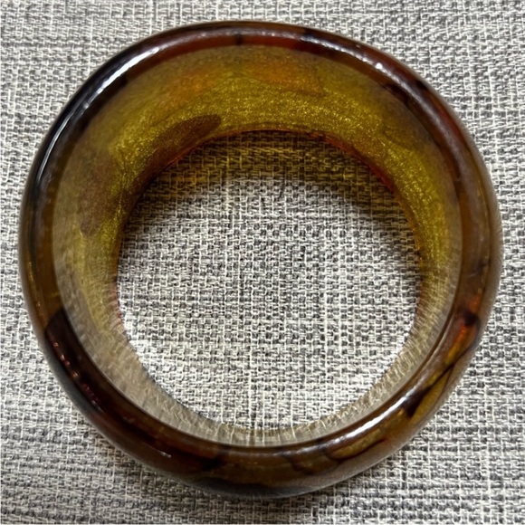 Vintage Lucite Rare 70’s Boho Asymmetrical Organic Butterfly Glitter Bangle - Picture 10 of 13